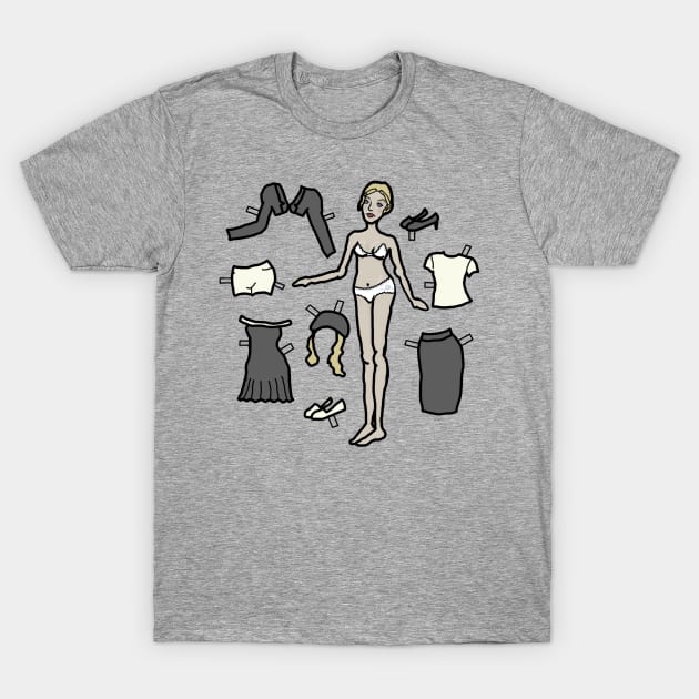 Paper Doll Pieces - Black and White and Blonde T-Shirt by LochNestFarm